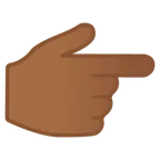 Google 플랫폼을 위한 backhand index pointing right: medium-dark skin tone