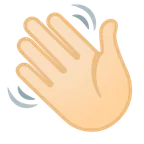 Google dla platformy waving hand: light skin tone