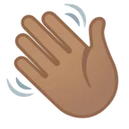 Google 플랫폼을 위한 waving hand: medium skin tone