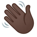 waving hand: dark skin tone untuk platform Google