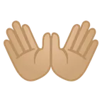 open hands: medium-light skin tone untuk platform Google