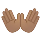 open hands: medium skin tone สำหรับแพลตฟอร์ม Google