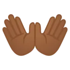 open hands: medium-dark skin tone สำหรับแพลตฟอร์ม Google