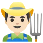 man farmer: light skin tone for Google platform