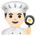 man cook: light skin tone สำหรับแพลตฟอร์ม Google