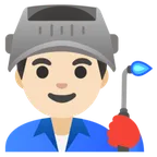 man factory worker: light skin tone pentru platforma Google