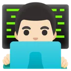 man technologist: light skin tone para la plataforma Google