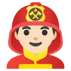 man firefighter: light skin tone untuk platform Google