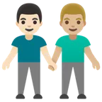 Google platformu için men holding hands: light skin tone, medium-light skin tone