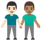 Google প্ল্যাটফর্মে জন্য men holding hands: light skin tone, medium skin tone