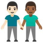 Google 플랫폼을 위한 men holding hands: light skin tone, medium-dark skin tone