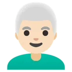 man: light skin tone, white hair til Google platform