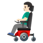 man in motorized wheelchair: light skin tone per la piattaforma Google