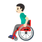 Google platformu için man in manual wheelchair: light skin tone