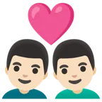 couple with heart: man, man, light skin tone per la piattaforma Google
