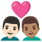 couple with heart: man, man, light skin tone, medium skin tone für Google Plattform