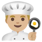 man cook: medium-light skin tone สำหรับแพลตฟอร์ม Google