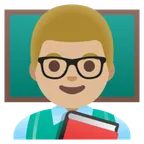 man teacher: medium-light skin tone för Google-plattform