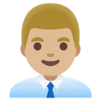 Google platformu için man office worker: medium-light skin tone