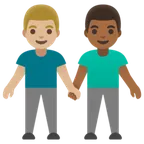 Google 플랫폼을 위한 men holding hands: medium-light skin tone, medium-dark skin tone