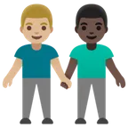 Google 플랫폼을 위한 men holding hands: medium-light skin tone, dark skin tone