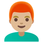 Google platformu için man: medium-light skin tone, red hair
