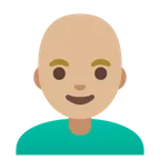 man: medium-light skin tone, bald para a plataforma Google