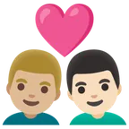 couple with heart: man, man, medium-light skin tone, light skin tone for Google platform