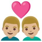 Google 플랫폼을 위한 couple with heart: man, man, medium-light skin tone
