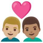 couple with heart: man, man, medium-light skin tone, medium skin tone für Google Plattform