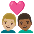 Google dla platformy couple with heart: man, man, medium-light skin tone, medium-dark skin tone