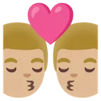 kiss: man, man, medium-light skin tone untuk platform Google
