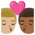 Google 플랫폼을 위한 kiss: man, man, medium-light skin tone, medium-dark skin tone