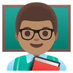 Google प्लेटफ़ॉर्म के लिए man teacher: medium skin tone