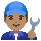 man mechanic: medium skin tone สำหรับแพลตฟอร์ม Google