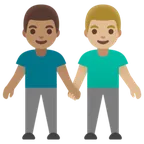 men holding hands: medium skin tone, medium-light skin tone per la piattaforma Google