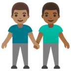 men holding hands: medium skin tone, medium-dark skin tone per la piattaforma Google