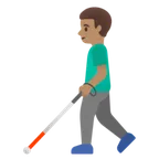 man with white cane: medium skin tone för Google-plattform