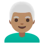 man: medium skin tone, white hair pour la plateforme Google