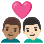 Google 플랫폼을 위한 couple with heart: man, man, medium skin tone, light skin tone