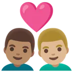 couple with heart: man, man, medium skin tone, medium-light skin tone für Google Plattform
