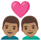couple with heart: man, man, medium skin tone for Google platform