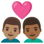 couple with heart: man, man, medium skin tone, medium-dark skin tone für Google Plattform