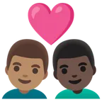 couple with heart: man, man, medium skin tone, dark skin tone für Google Plattform