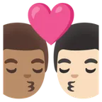 kiss: man, man, medium skin tone, light skin tone لمنصة Google