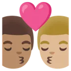 Google platformu için kiss: man, man, medium skin tone, medium-light skin tone