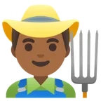 man farmer: medium-dark skin tone لمنصة Google