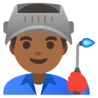 man factory worker: medium-dark skin tone สำหรับแพลตฟอร์ม Google