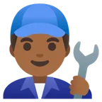 man mechanic: medium-dark skin tone für Google Plattform