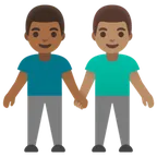 men holding hands: medium-dark skin tone, medium skin tone per la piattaforma Google